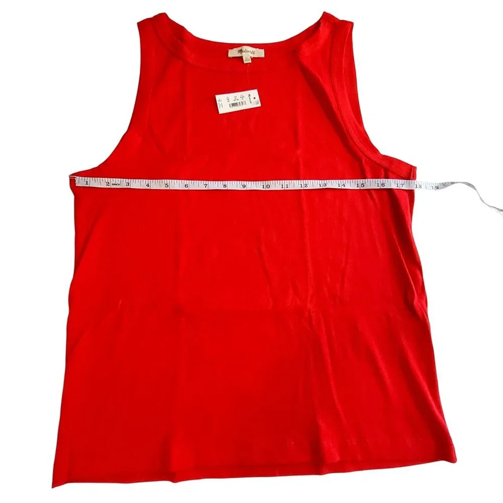 Madewell Womens Red Ribbed Tank Top Size XL Sleeveless Casual Lightweight - Picture 3 of 10